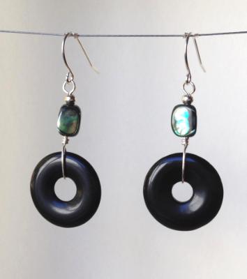 Onyx and Abalone Earrings