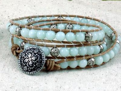 Amazonite and Silver Wrap Bracelet