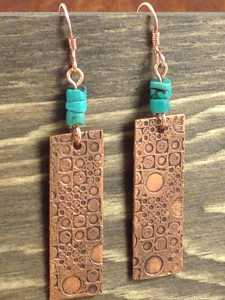 Funky Etched Copper Earrings 