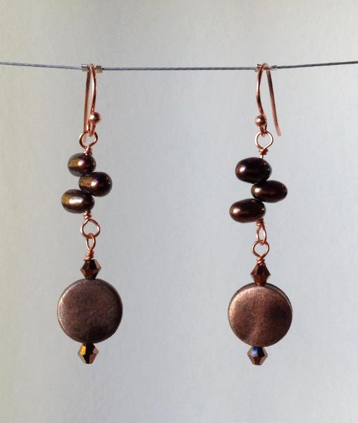 Copper and Pearl Earrings